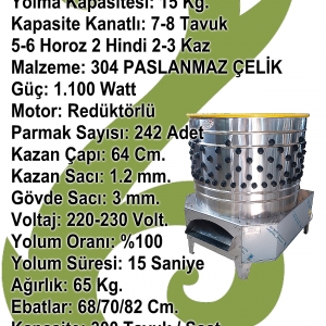 KT-15 TAVUK HİNDİ ÖRDEK YOLMA MAKİNESİ