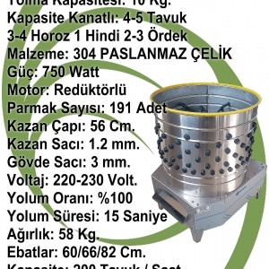 KT-10 TAVUK HİNDİ ÖRDEK YOLMA MAKİNESİ